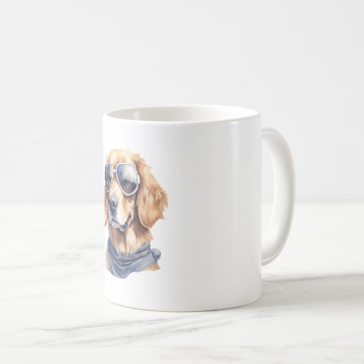 Golden Retriever met zonnebril Koffiemok (Voorkant rechts)