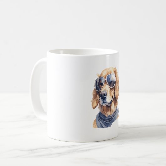 Golden Retriever met zonnebril Koffiemok (Voorkant links)