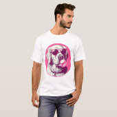 Golden Retriever met zonnebril roze bubble gum T-shirt (Voorkant volledig)