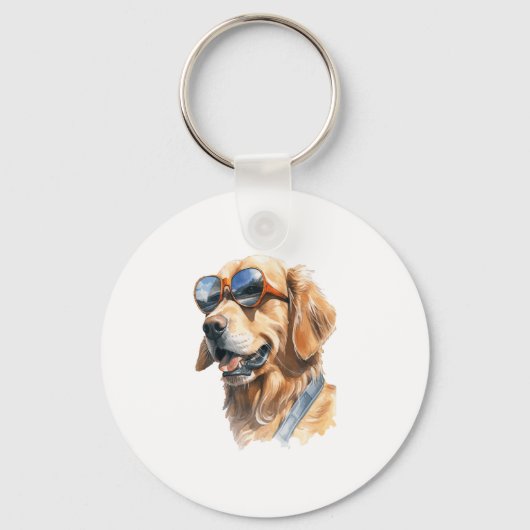 Golden Retriever met zonnebril Sleutelhanger (Voorkant)