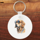 Golden Retriever met zonnebril Sleutelhanger (Voorkant)