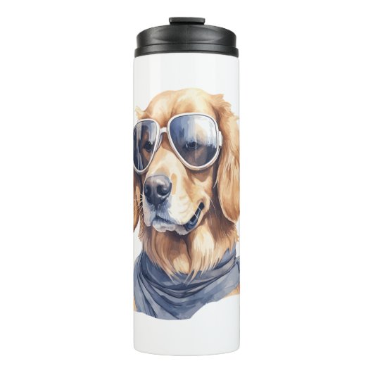 Golden Retriever met zonnebril Thermosbeker (Voorkant)