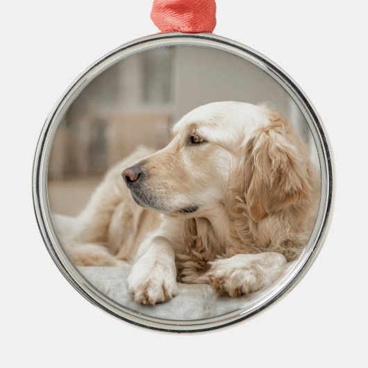 Golden Retriever Metalen Ornament (Voorkant)