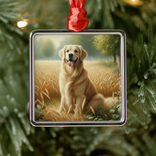 Golden Retriever Metalen Ornament (Boom)