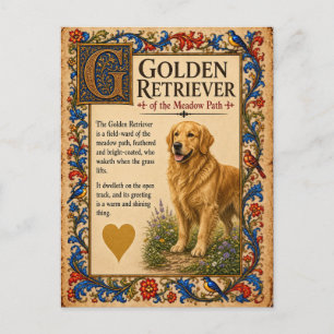Golden Retriever, Middeleeuwse Bestiarium Kunst Briefkaart