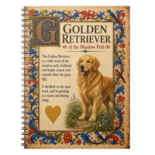 Golden Retriever, Middeleeuwse Bestiarium Kunst Notitieboek