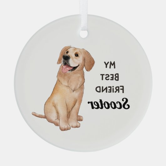 Golden Retriever Mijn beste vriend - aangepaste na Glas Ornament (Achterkant)