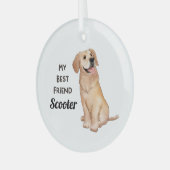 Golden Retriever Mijn beste vriend - aangepaste na Glas Ornament (Voorkant links)