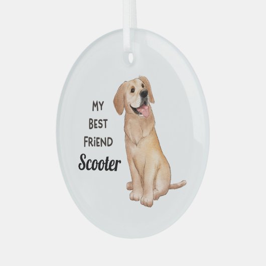 Golden Retriever Mijn beste vriend - aangepaste na Glas Ornament (Voorkant links)