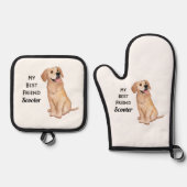 Golden Retriever Mijn beste vriend - aangepaste na Ovenwant & Pannenlap Set (Voorkant)