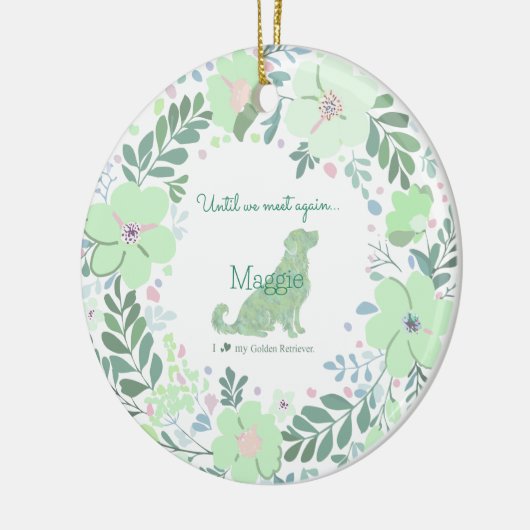 Golden Retriever Mint Green Custom Photo Memorial  Keramisch Ornament (Links)