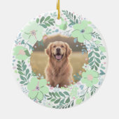 Golden Retriever Mint Green Custom Photo Memorial  Keramisch Ornament (Achterkant)