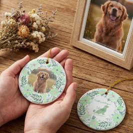 Golden Retriever Mint Green Custom Photo Memorial  Keramisch Ornament