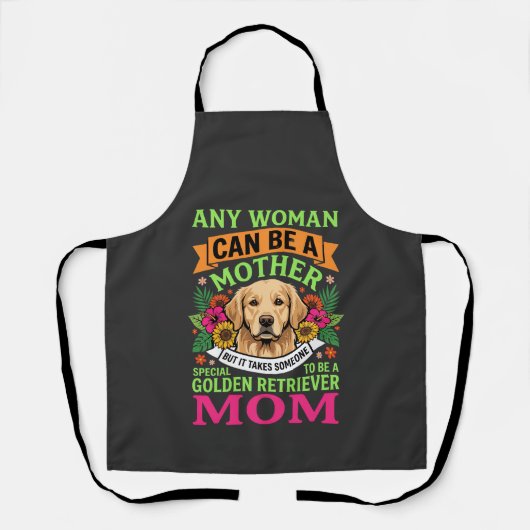 Golden Retriever Moeder Bloemige Hond Liefhebber Schort (Voorkant)