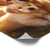 Golden Retriever moeder en haar puppy Poster (Hoek)