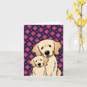 Golden Retriever Moeder en Puppy Kaart (Gele Bloem)