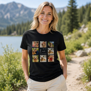 Golden Retriever Moeder Moeder foto collage zwart T-shirt