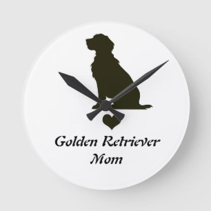 Golden Retriever Moeder Silhouette Hart T-Shirt Ho Ronde Klok