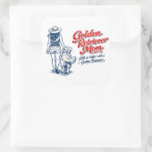 Golden Retriever Moeder Sticker - Retro Lijn Kunst (Tas)