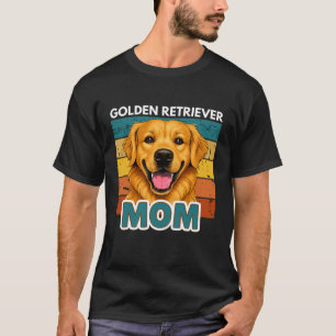 Golden Retriever Moeder Vintage Blok Streep Design T-shirt