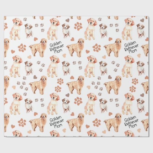Golden Retriever Mom Pattern Cadeaupapier (Vlak)