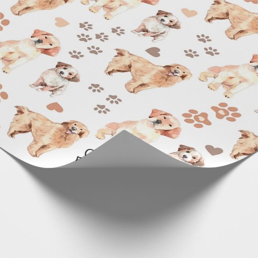 Golden Retriever Mom Pattern Cadeaupapier (Hoek)