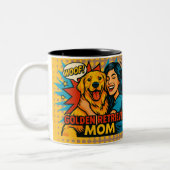 Golden Retriever Mom Pop Art Mug - Customizable Tweekleurige Koffiemok (Links)
