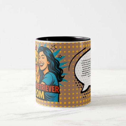 Golden Retriever Mom Pop Art Mug - Customizable Tweekleurige Koffiemok (Center)