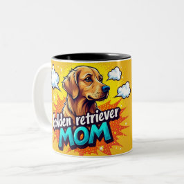 Golden Retriever Mom Pop Art Mug - Personalized Tweekleurige Koffiemok