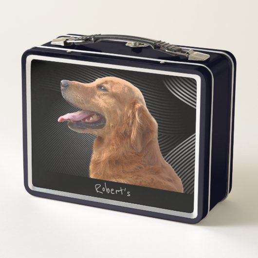 Golden Retriever Monogrammed Metal Lunch Box (Achterkant)