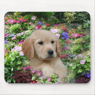 Golden Retriever Mousepad Flower Garden Muismat