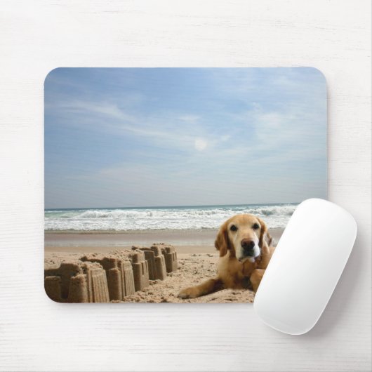 Golden Retriever Mousepad Sandcastles Muismat (Met muis)
