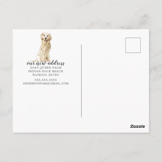 Golden Retriever Moving Announcement Briefkaart (Achterkant)