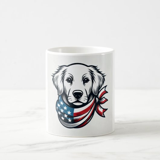 Golden Retriever Mug with American Flag Scarf Koffiemok (Center)