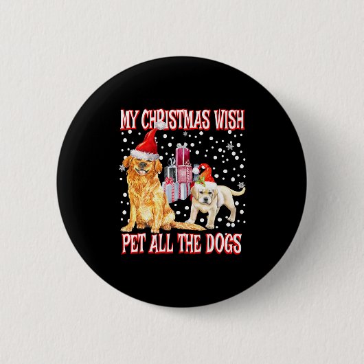 Golden Retriever My Christmas Wish Pet All The D Ronde Button 5,7 Cm (Voorkant)