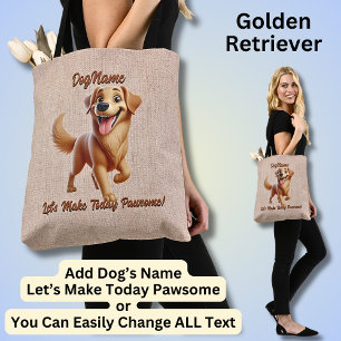 Golden Retriever - Naam van hond toevoegen, tekst Tote Bag
