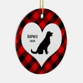 Golden Retriever name + date Red Pset Keramisch Ornament (Rechts)