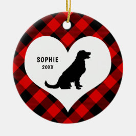 Golden Retriever name + date Red Pset Keramisch Ornament