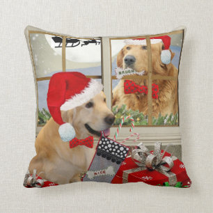 Golden Retriever "Naughty or Nice Pillow" Kussen