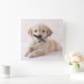 Golden Retriever neerwaarts Vierkante Klok (Huis)
