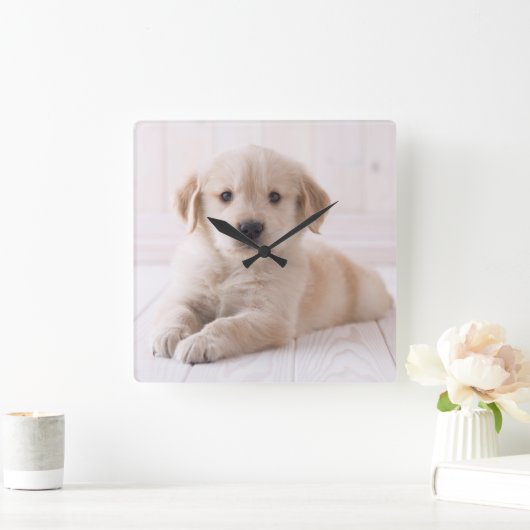 Golden Retriever neerwaarts Vierkante Klok (Huis)