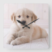 Golden Retriever neerwaarts Vierkante Klok (Voorkant)