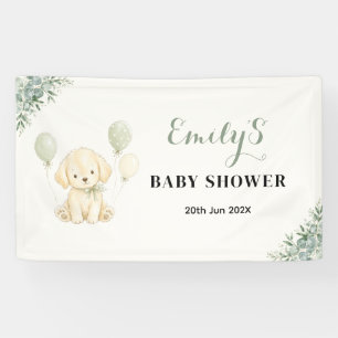 Golden Retriever Neutrale Baby Shower Saliegroen Spandoek