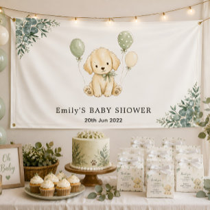 Golden Retriever Neutrale Baby Shower Saliegroen Spandoek