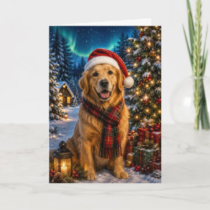 Golden Retriever Noorderlicht Kerstvakantie Kaart