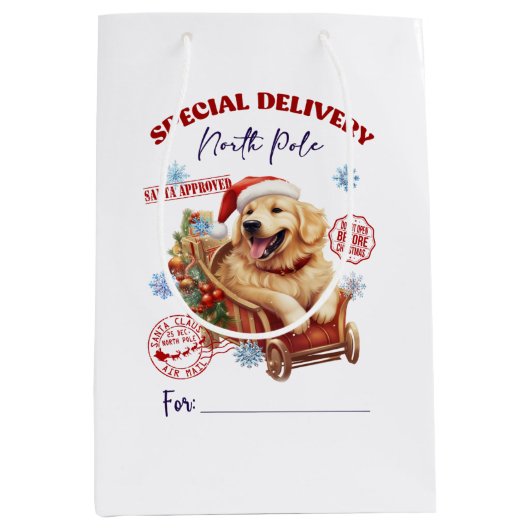 Golden Retriever Noordpool Delivery Medium Cadeauzakje (Voorkant)