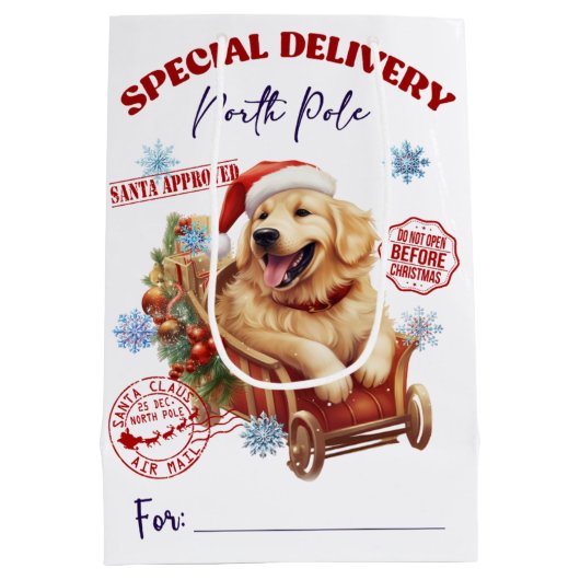 Golden Retriever Noordpool Delivery Medium Cadeauzakje (Achterkant)