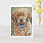 Golden retriever Notecards Kaart (Gele Bloem)