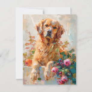 Golden Retriever olieverfschilderij  Briefkaart