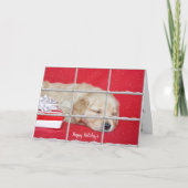 Golden Retriever omhoog in sneeuwraam Feestdagen Kaart (Voorkant)